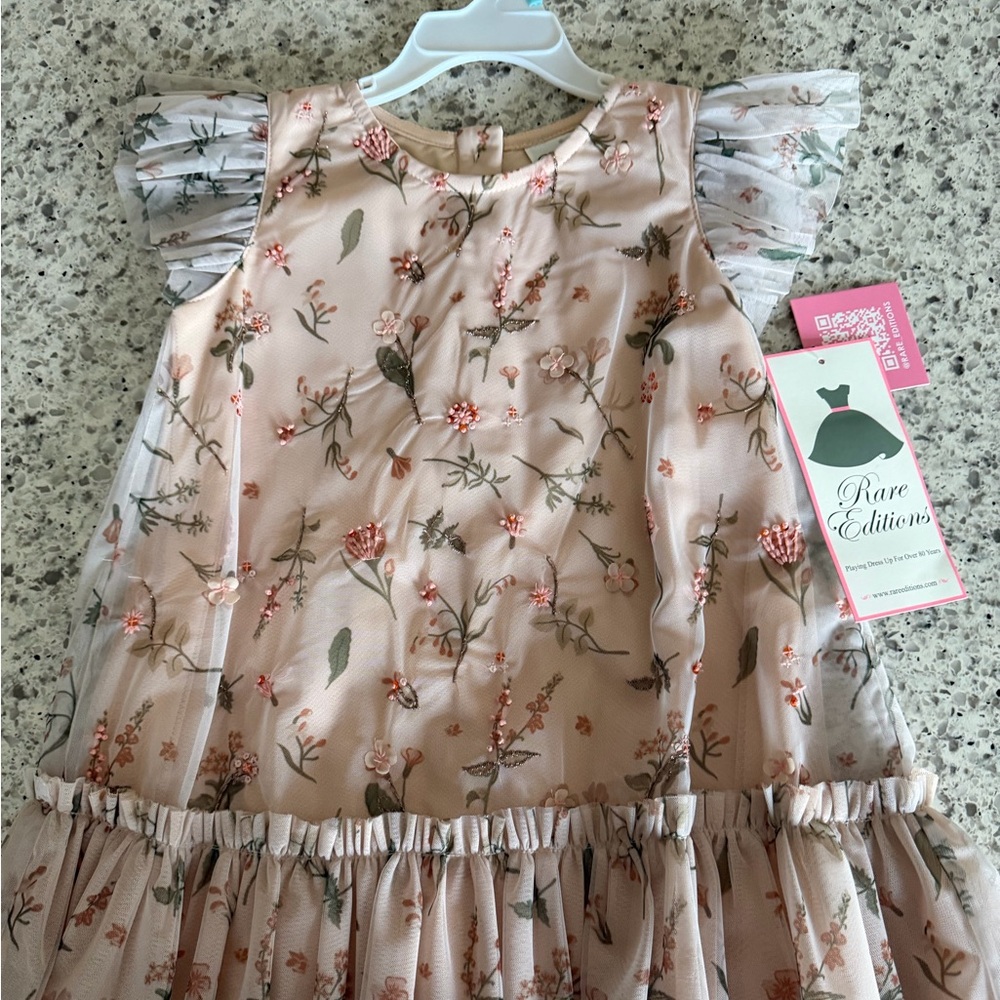 Rare Editions Peach Floral Dress